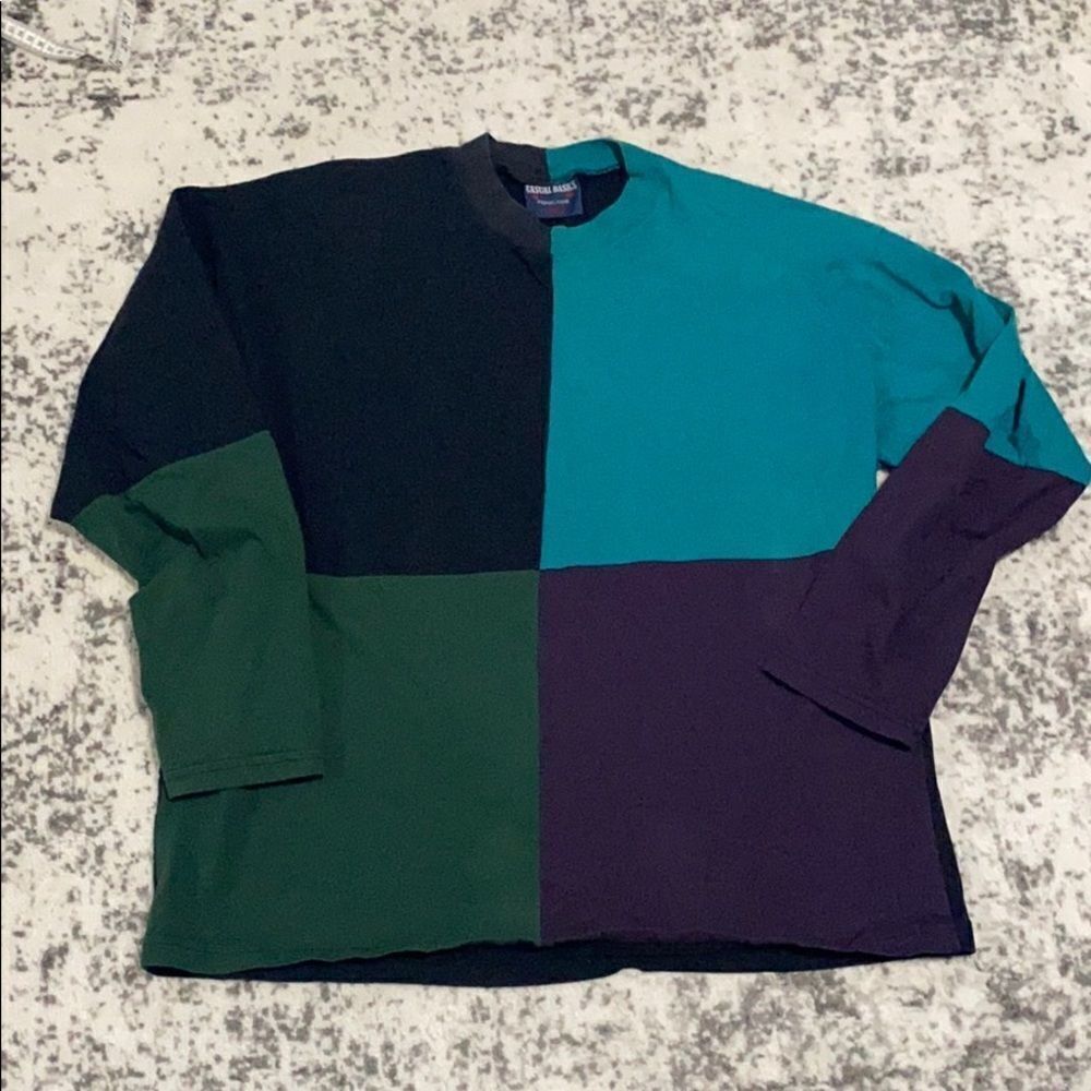 FERRUCHE‎ Casual Basics Vtg 90s Color Block size L